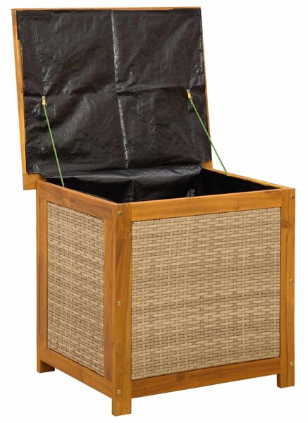 Kerti Tároló Doboz 185 L Tömör Akácfa 60 x 50 x 56 cm Bézs