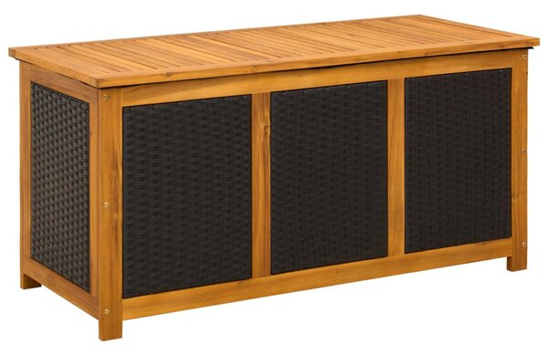 Kerti Tároló Doboz 185 L Tömör Akácfa 113 x 50 x 56 cm Fekete