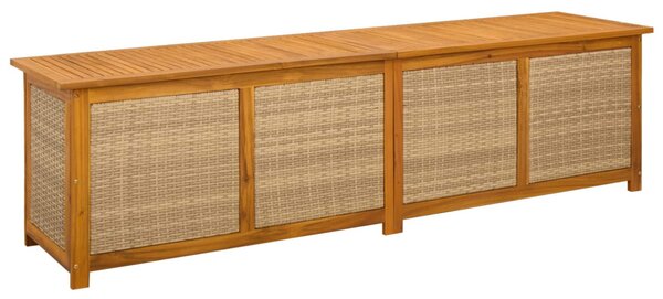 Kerti Tároló Doboz 185 L Tömör Akácfa 200 x 50 x 56 cm Bézs