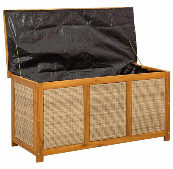 Kerti Tároló Doboz 185 L Tömör Akácfa 113 x 50 x 56 cm Bézs