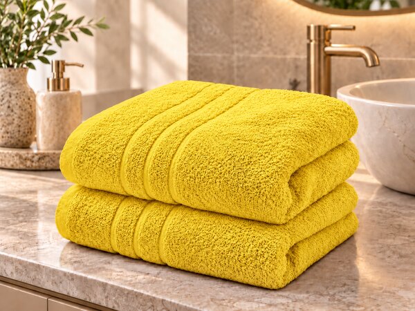 COMFORT sárga 2db fürdőlepedő 70x140 cm, 100% pamut