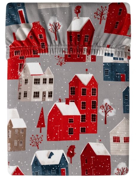 Mikroszálas lepedő WINTER COTTAGE szürke 90x200 cm