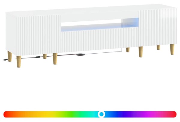 LED TV szekrény Magasfényű Fehér Szerelt Fa