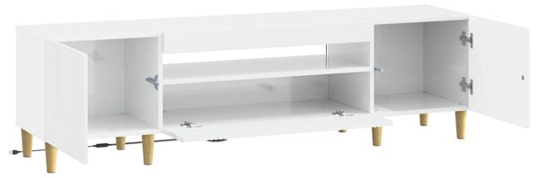 LED TV szekrény Magasfényű Fehér Szerelt Fa