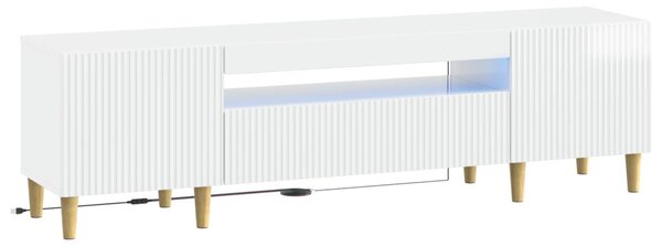 LED TV szekrény Magasfényű Fehér Szerelt Fa