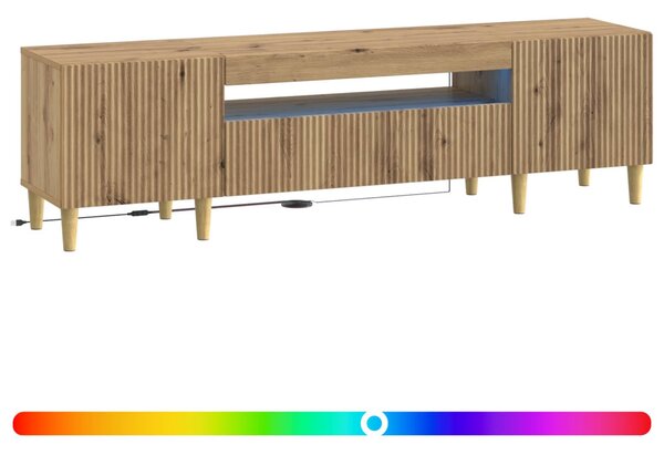 LED TV szekrény Kézműves Tölgy Szerelt Fa