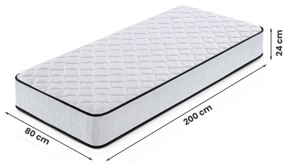 AKORD Furniture Factory rugós matrac védőhuzattal 80x200 cm H3 fehér 24 cm magas