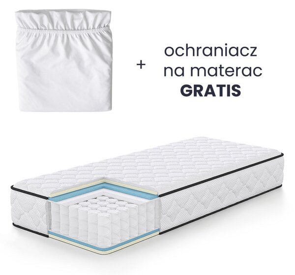 AKORD Furniture Factory rugós matrac védőhuzattal 80x200 cm H3 fehér 24 cm magas