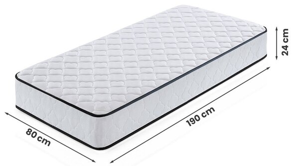 AKORD Furniture Factory rugós matrac védőhuzattal 80x190 cm H3 fehér 24 cm magas
