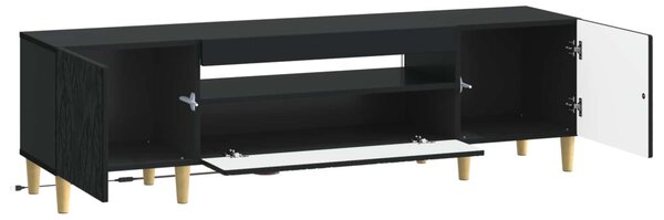 LED TV szekrény Fekete Szerelt Fa