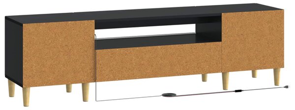 LED TV szekrény Fekete Szerelt Fa