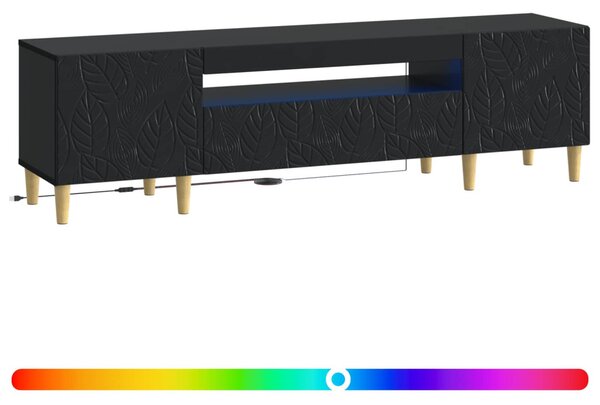 LED TV szekrény Fekete Szerelt Fa