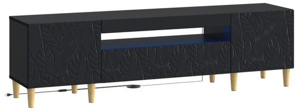 LED TV szekrény Fekete Szerelt Fa