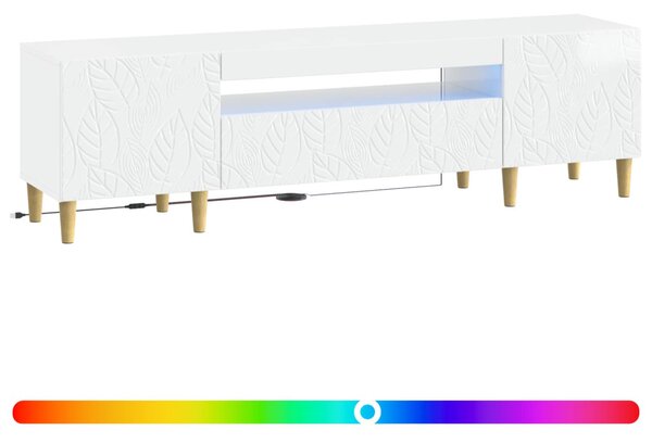 LED TV szekrény Magasfényű Fehér Szerelt Fa