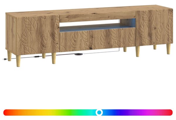 LED TV szekrény Kézműves Tölgy Szerelt Fa