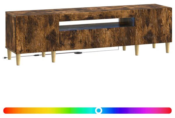 LED TV szekrény Füstös Tölgy Szerelt Fa
