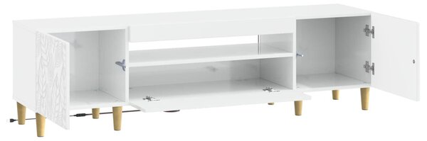 LED TV szekrény Magasfényű Fehér Szerelt Fa