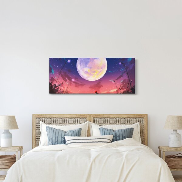 Kép - Nő és kutya teliholdkor (120x50 cm)