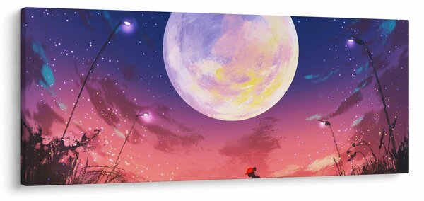 Kép - Nő és kutya teliholdkor (120x50 cm)
