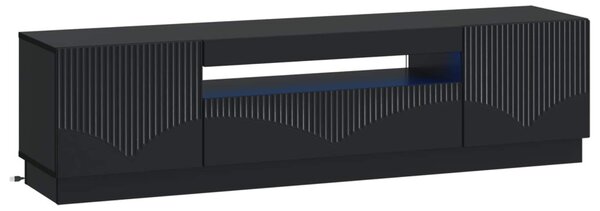 LED TV szekrény Fekete Szerelt Fa