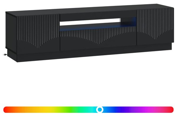 LED TV szekrény Fekete Szerelt Fa