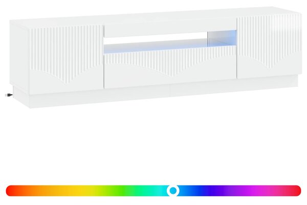 LED TV szekrény Magasfényű Fehér Szerelt Fa