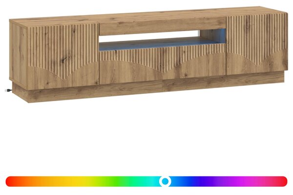 LED TV szekrény Kézműves Tölgy Szerelt Fa