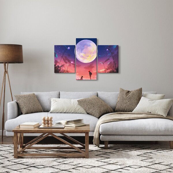 Kép - Nő és kutya teliholdkor (90x60 cm)