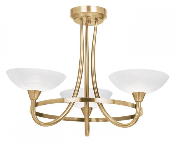 ENDON Cagney Cagney 3lt Semi flush Antique brass plate & white glass 3 x 33W G9 clear capsule - ED-CAGNEY-3AB