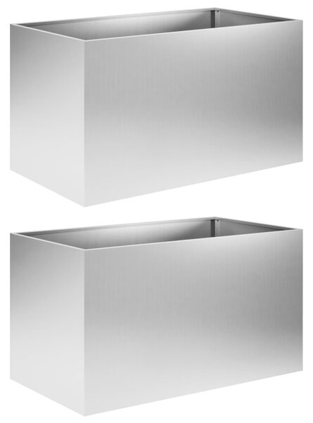 Kerti cserép 2 db Ezüst 80 x 50 x 50 cm Horganyzott Acél