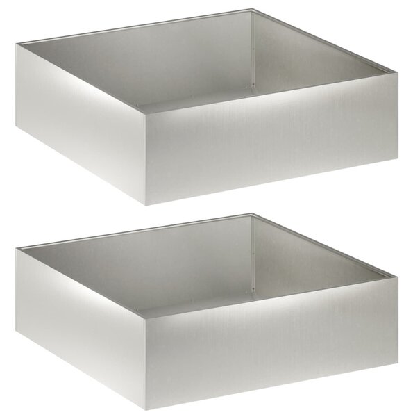 Kerti cserép 2 db Ezüst 80 x 80 x 30 cm Rozsdamentes Acél