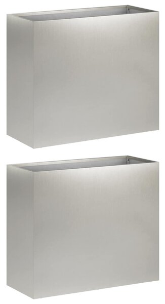 Kerti cserép 2 db Ezüst 50 x 20 x 40 cm Rozsdamentes Acél