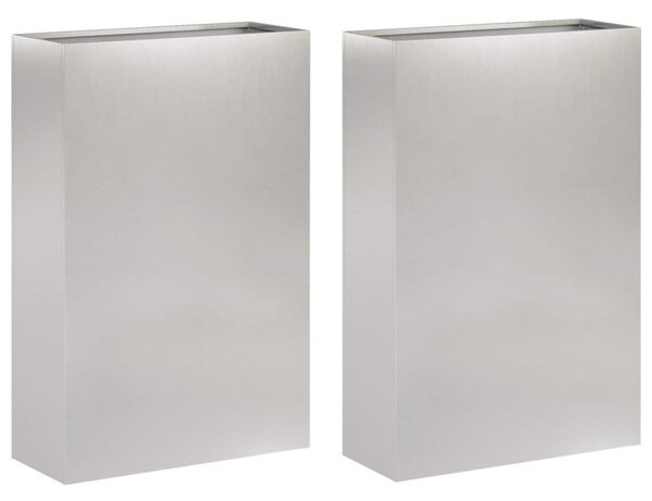 Kerti cserép 2 db Ezüst 40 x 20 x 75 cm Rozsdamentes Acél