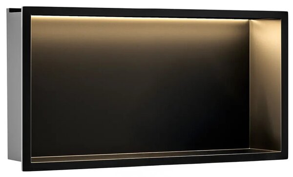 Süllyesztett fürdőszobai polc LED 30x60 black