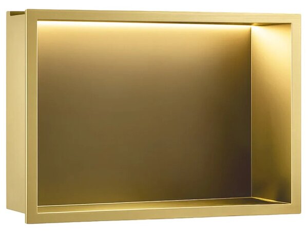 Süllyesztett fürdőszobai polc LED 30x45 brush gold