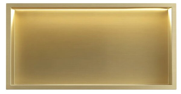 Süllyesztett fürdőszobai polc LED 30x60 brush gold