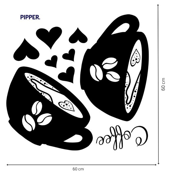 PIPPER. Falmatrica "Kávéscsészék - fekete"