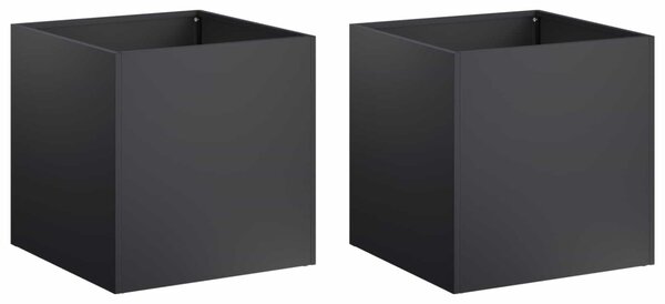 Kerti cserép 2 db Fekete 25 x 25 x 25 cm Hidegen hengerelt acél