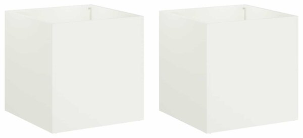 Kerti cserép 2 db Fehér 25 x 25 x 25 cm Hidegen hengerelt acél