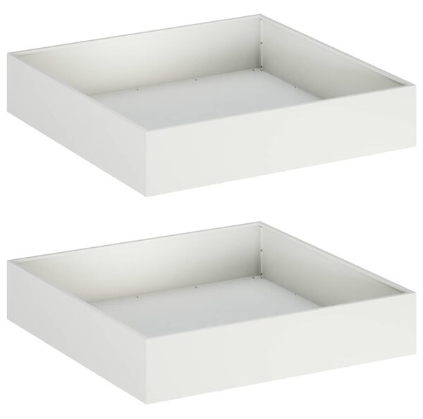 Kerti cserép 2 db Fehér 80 x 80 x 20 cm Hidegen hengerelt acél