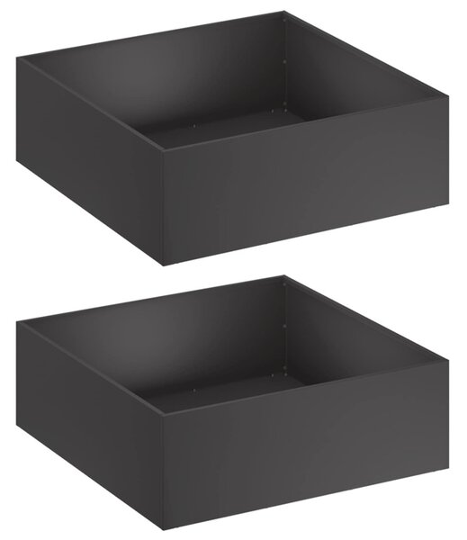 Kerti cserép 2 db Fekete 40 x 40 x 20 cm Hidegen hengerelt acél