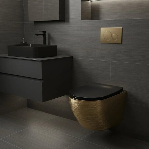 WC csésze Rea Carlo Mini Tornado Black Brush Gold
