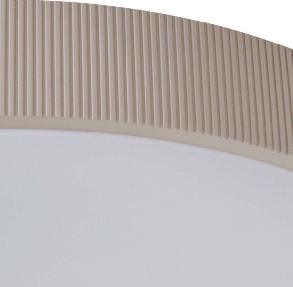 Lindby Zylo LED mennyezeti világítás, taupe, Ø49 cm, CCT-vel dimmelhető, dimmelhető, Krém / borostyánsárga, Nappali / Étkező, Műanyag