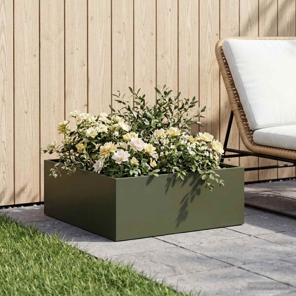 Kerti cserép Olajzöld 60 x 60 x 20 cm Hidegen hengerelt acél