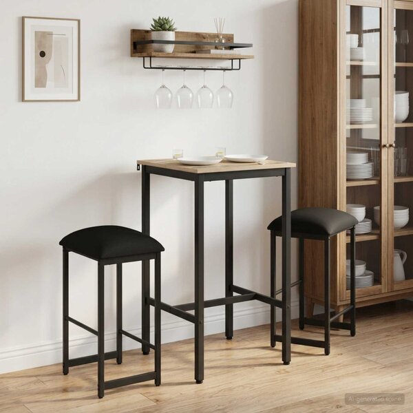 Bárszék 2 db Fekete 40 x 32 x 74 cm Szerelt Fa