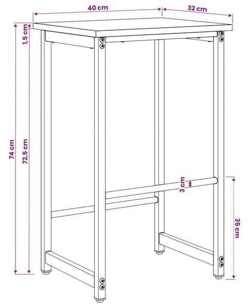 Bárszék 2 db Szürke Sonoma 40 x 32 x 74 cm Szerelt Fa