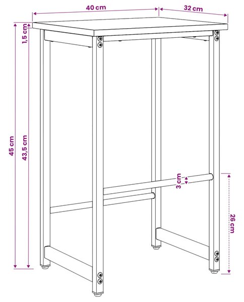Bárszék 2 db Szürke Sonoma 40 x 32 x 64 cm Szerelt Fa