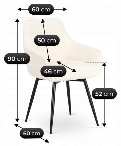 Kárpitozott étkezőszék LARISA, krémszínű