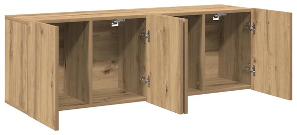 2 db kézműves tölgy falra szerelhető TV-szekrény 80x30x41 cm