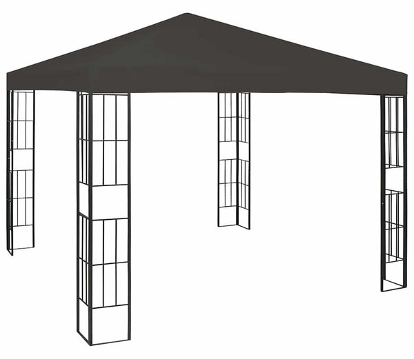 Antracitszürke pavilon LED fényfüzérrel 3 x 3 m